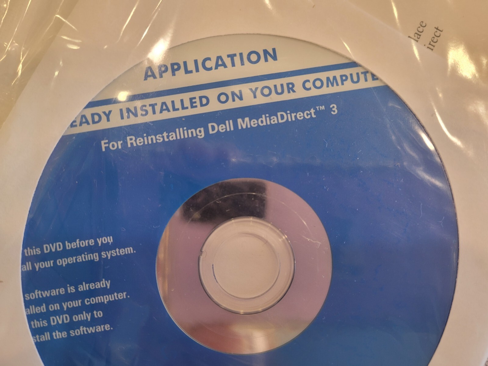 NEW DELL MediaDirect 3 Reinstall DVD W/ Owner's Manual, # 0JP969 NIP - SEALED