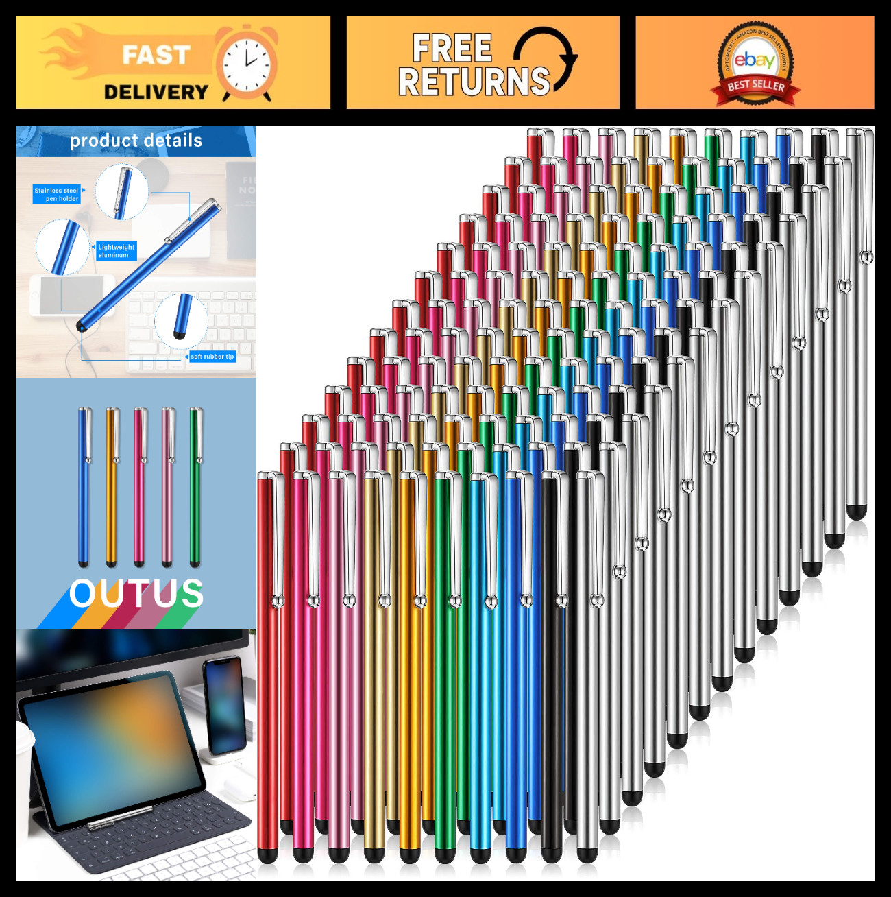 130 Pcs Stylus Pens for Touchscreens - Universal Capacitive Digital Pen Set, 10