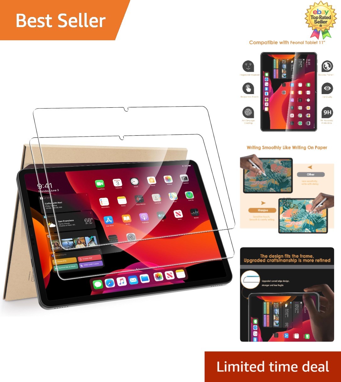 2-Pack Anti-Scratch Screen Protectors for Feonal 11" Tablet, Easy Installation