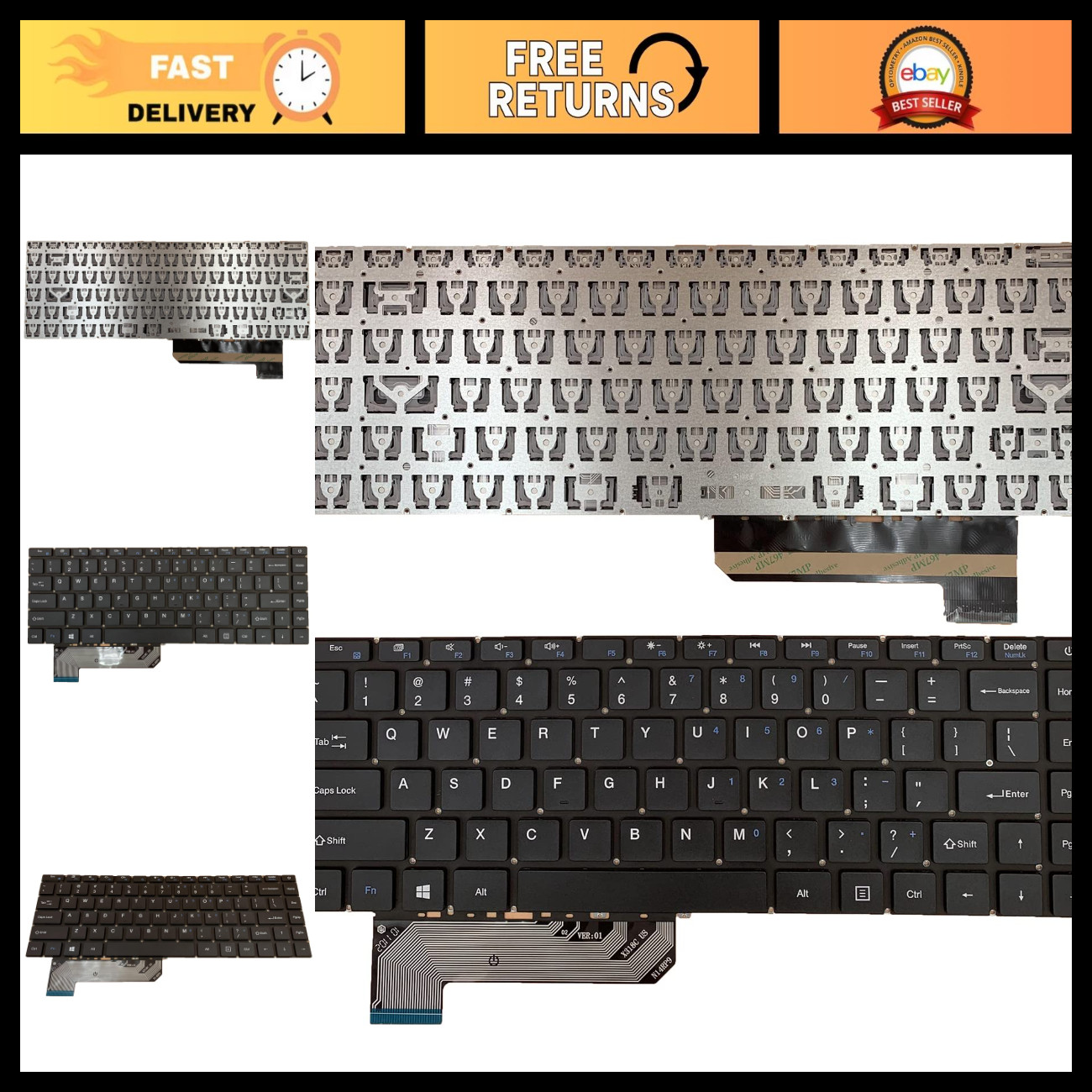 Ultra Slim Laptop Replacement Keyboard US Layout for 14.1" Notebooks - Compatibl