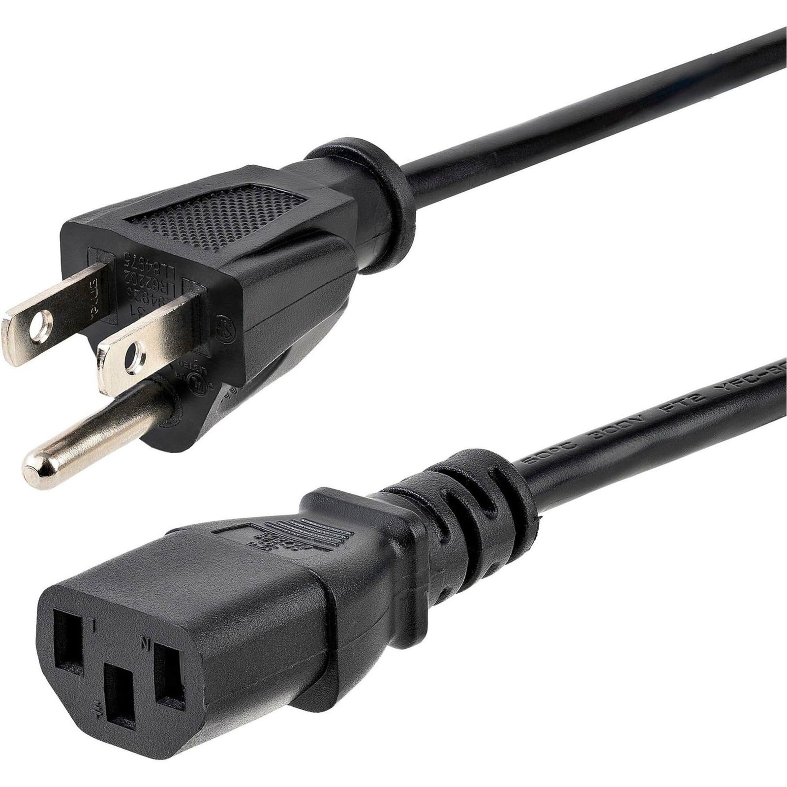 StarTech.com 6ft (1.8m) Computer Power Cord, NEMA 5-15P to C13, 6 ft, Black