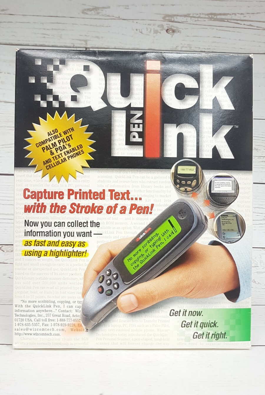 WizCom Quick Link Pen Handheld Scanner Super Pen 1999 Version New, Open Box