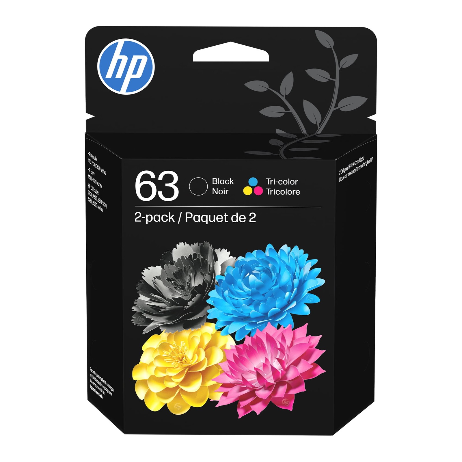 HP L0R46AN#RFD 63 Color and Black Ink Cartridge Combo, Original Ink for
