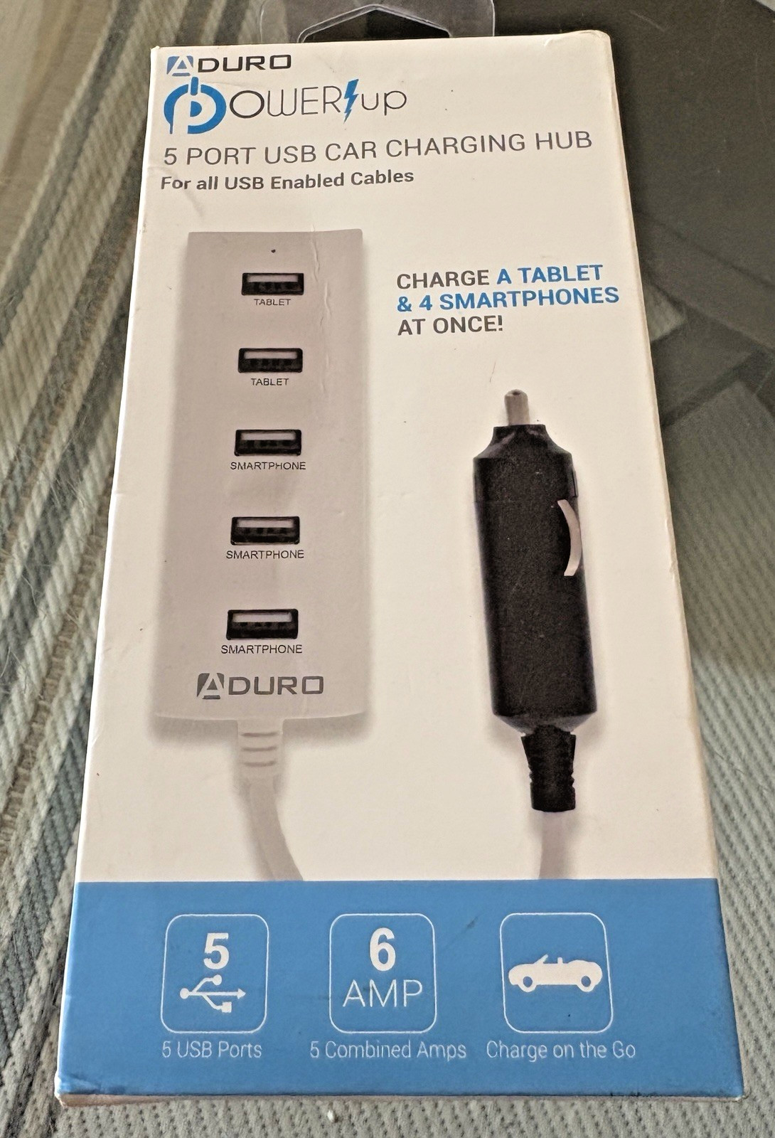 Aduro PW-6S08-CLA 5 Port USB Car Charging Hub