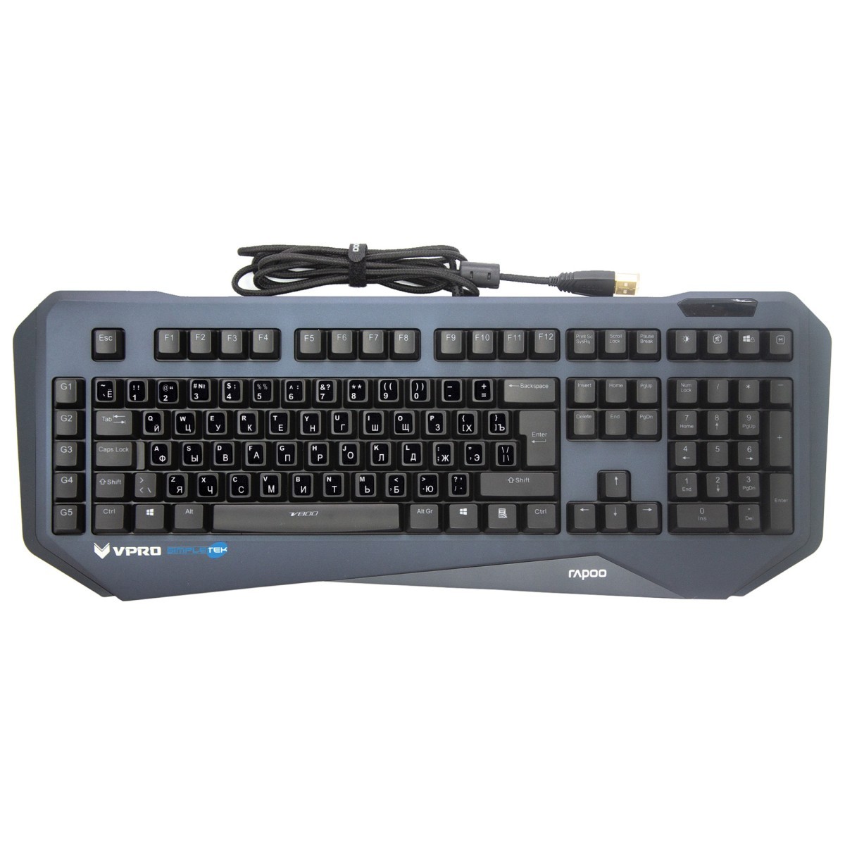 Rapoo V800 Mechanical RGB Gaming Keyboard USB Black + Russian QWERTY Stickers