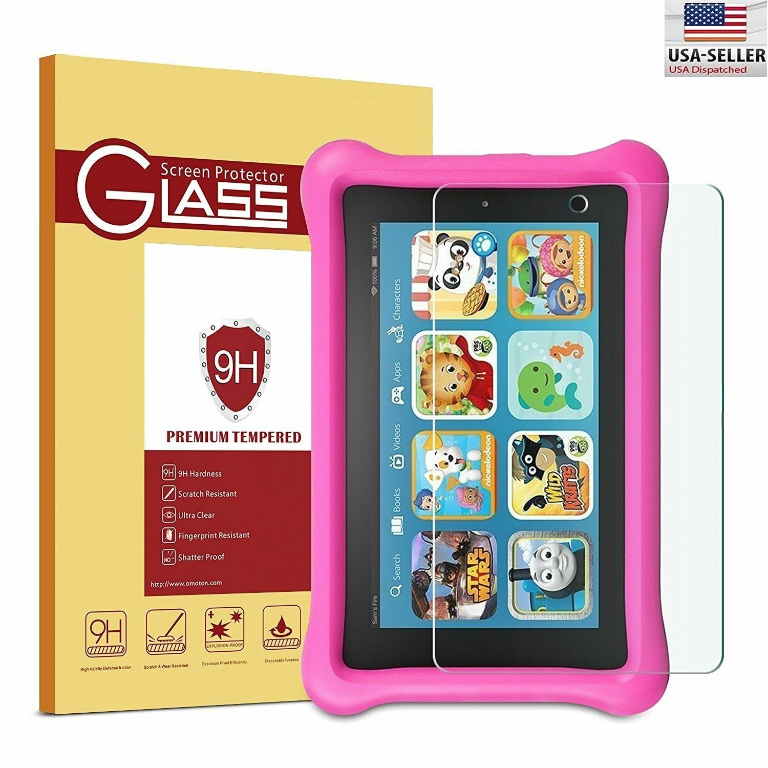  2 Pack Tempered Glass Screen Protector for Fire 7 Kids Edition Tablet 2019/2017