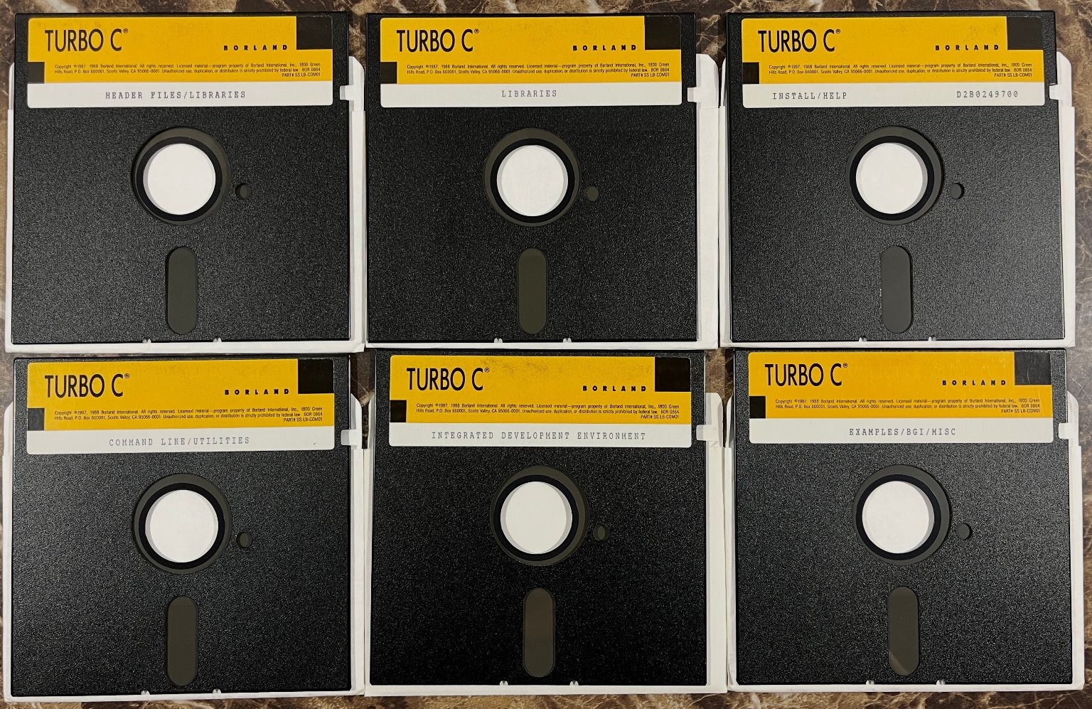 Borland Turbo C Software 5.25" Floppy Disk Set SS LB-COM01 Vintage 1987-1988