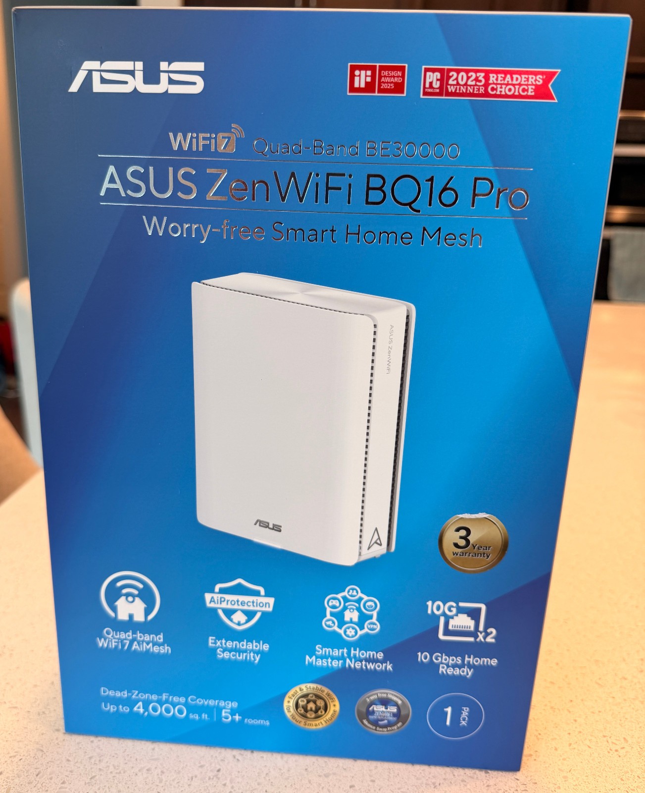 ASUS ZenWiFi BQ16 Pro / BE30000 WiFi 7 Mesh Router - Single Node (1-Pack) White