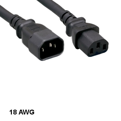 10x 2ft Black Standard Power Extension Cord IEC-60320 C13 to C14 18AWG 10A/250V