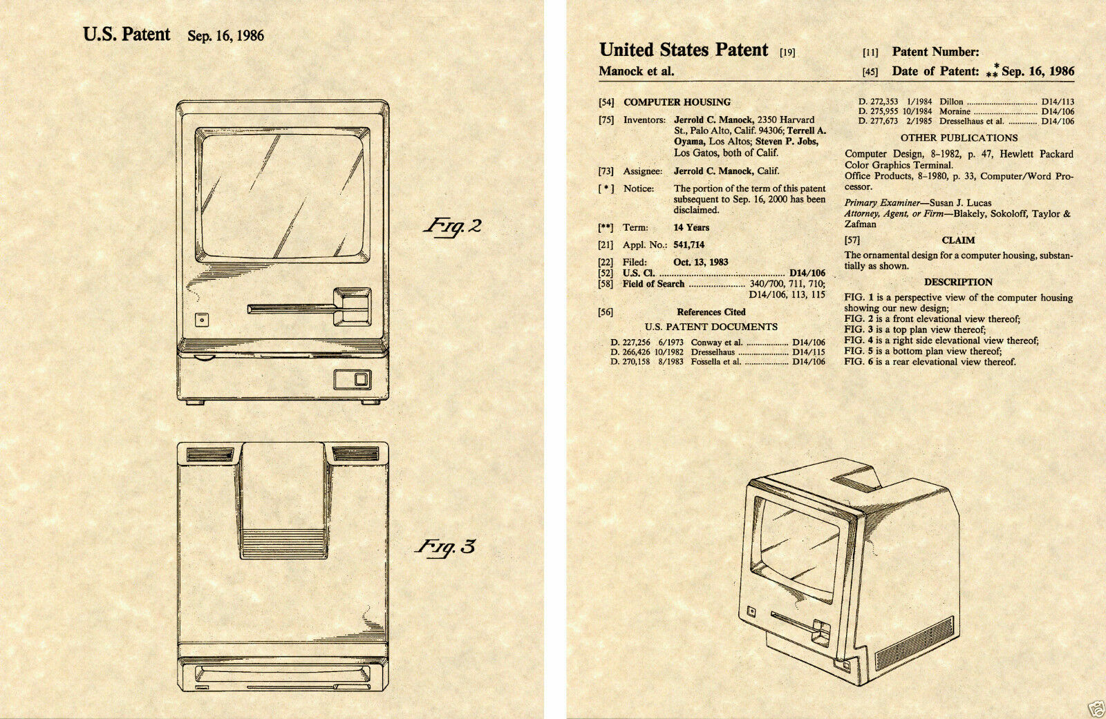 APPLE MACINTOSH US PATENT Art Print READY TO FRAME Steve Jobs TWIGGY Computer
