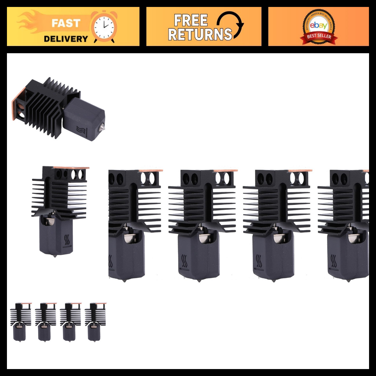 High-Performance Hotend Kit, 0.2mm Hardened Steel Nozzle for 3D Printers