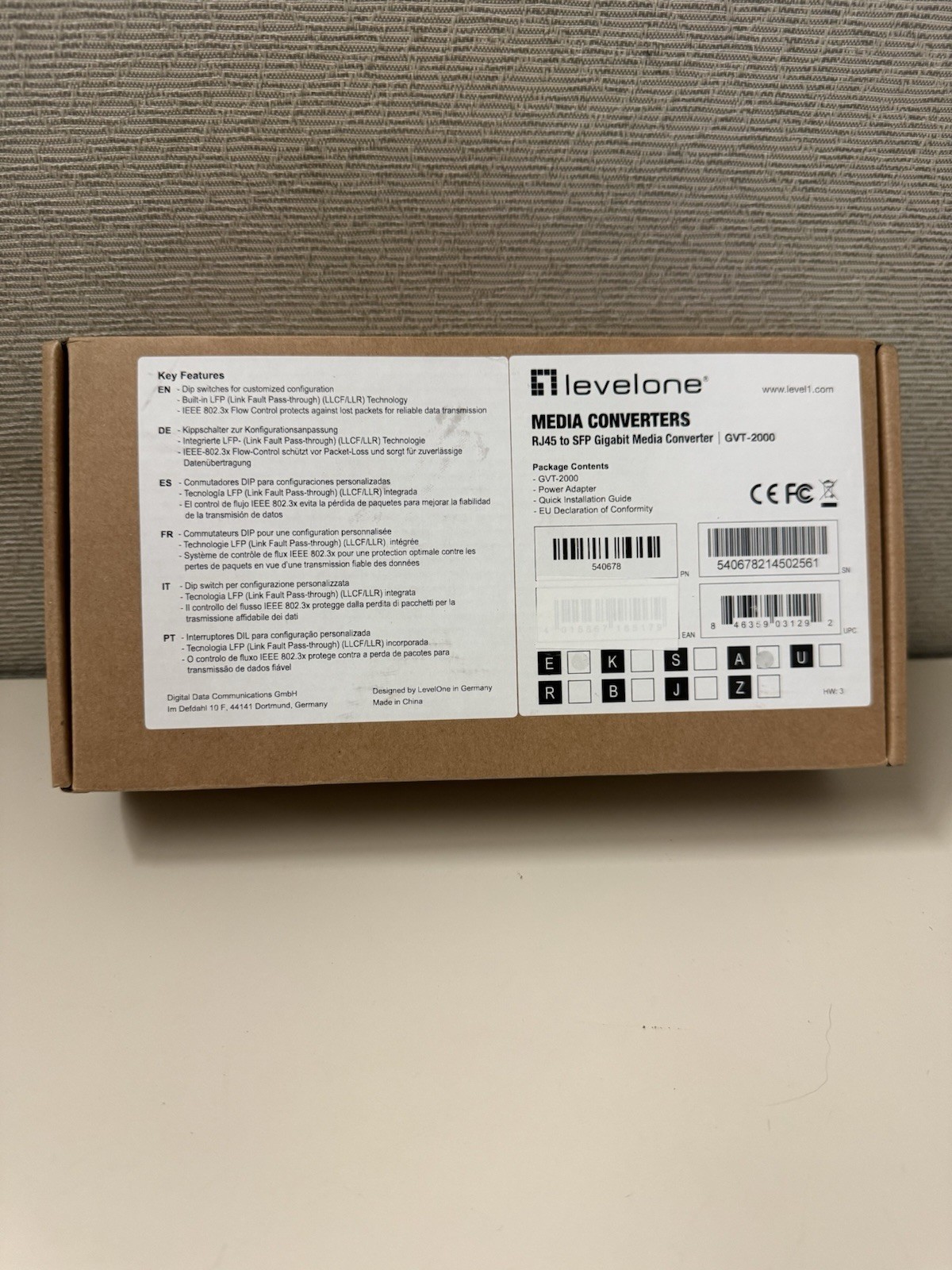 Level One Media Converter RJ45 To SFP Gigibit Media Converter GVT-2000 New