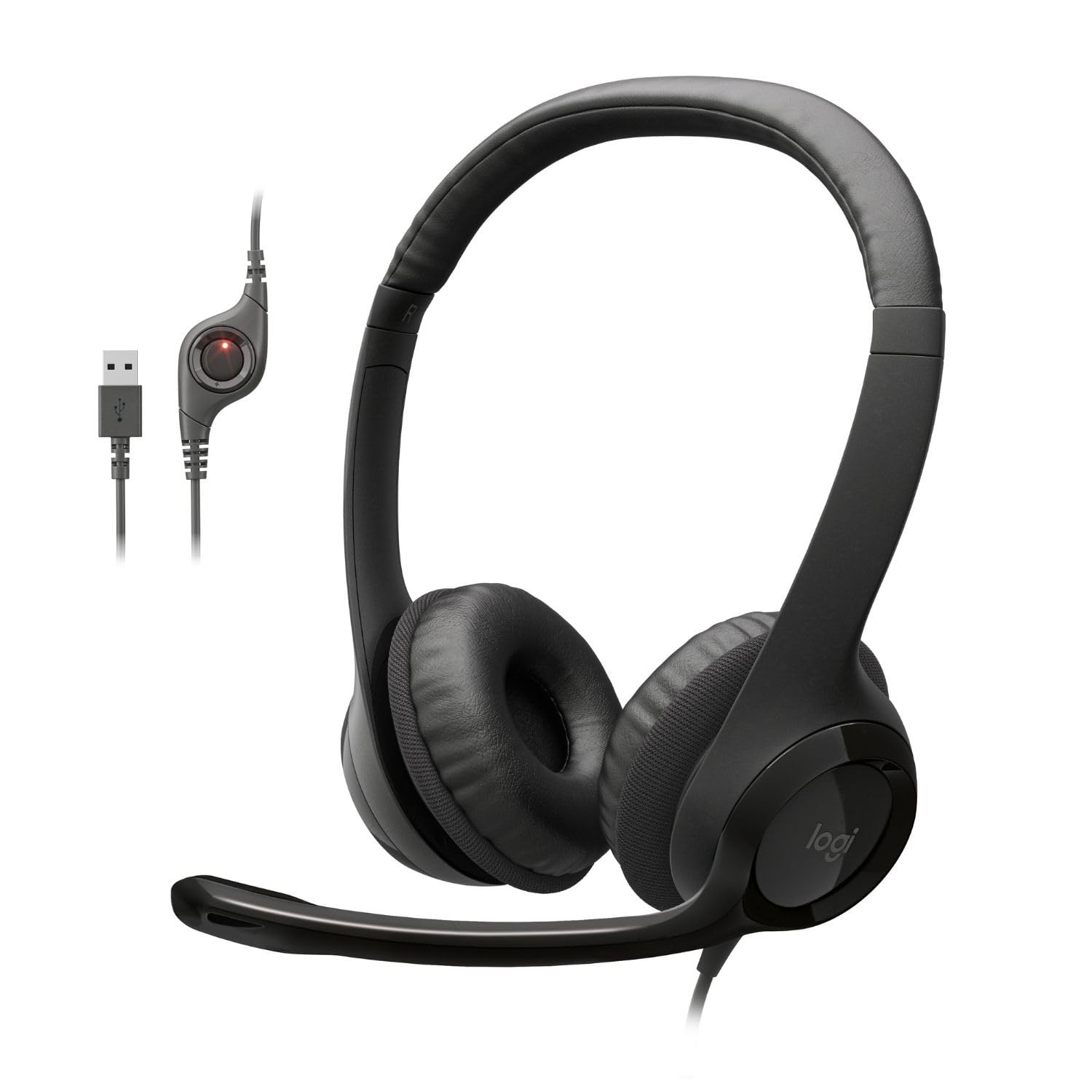 Logitech H390 Wired Headset PC/Laptop Stereo Headphones, USB-A, Black
