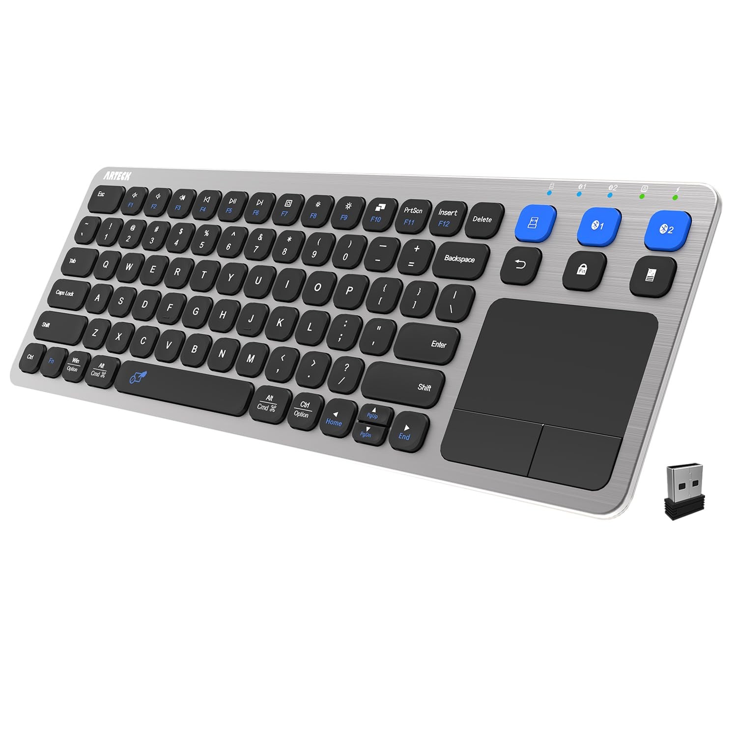 Arteck Universal 2.4G Wireless and Bluetooth Touch TV Keyboard Multi-Device with