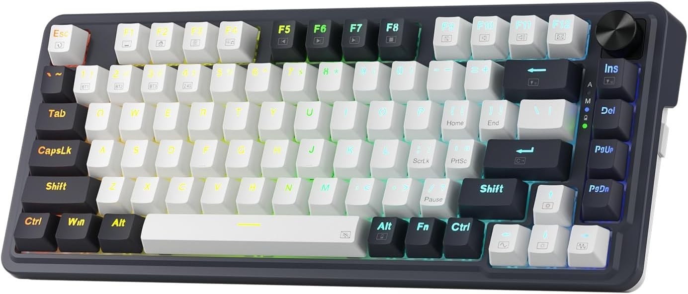 Redragon K673 PRO Wireless 81 Key RGB Gasket Gaming Keyboard Scroll Knob