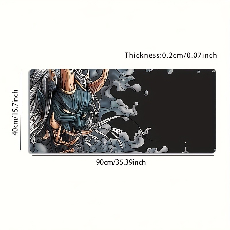 1pc Large Gaming Mouse Pad with Japanese Oni Demon Design | Non-Slip Rubber Ba
