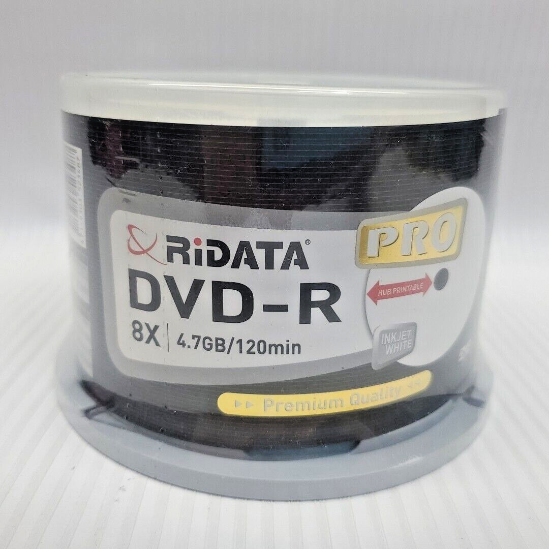 50 Pack RiDATA Pro DVD-R 8x Speed 4.7 GB 120 Minutes 50 Discs New Sealed