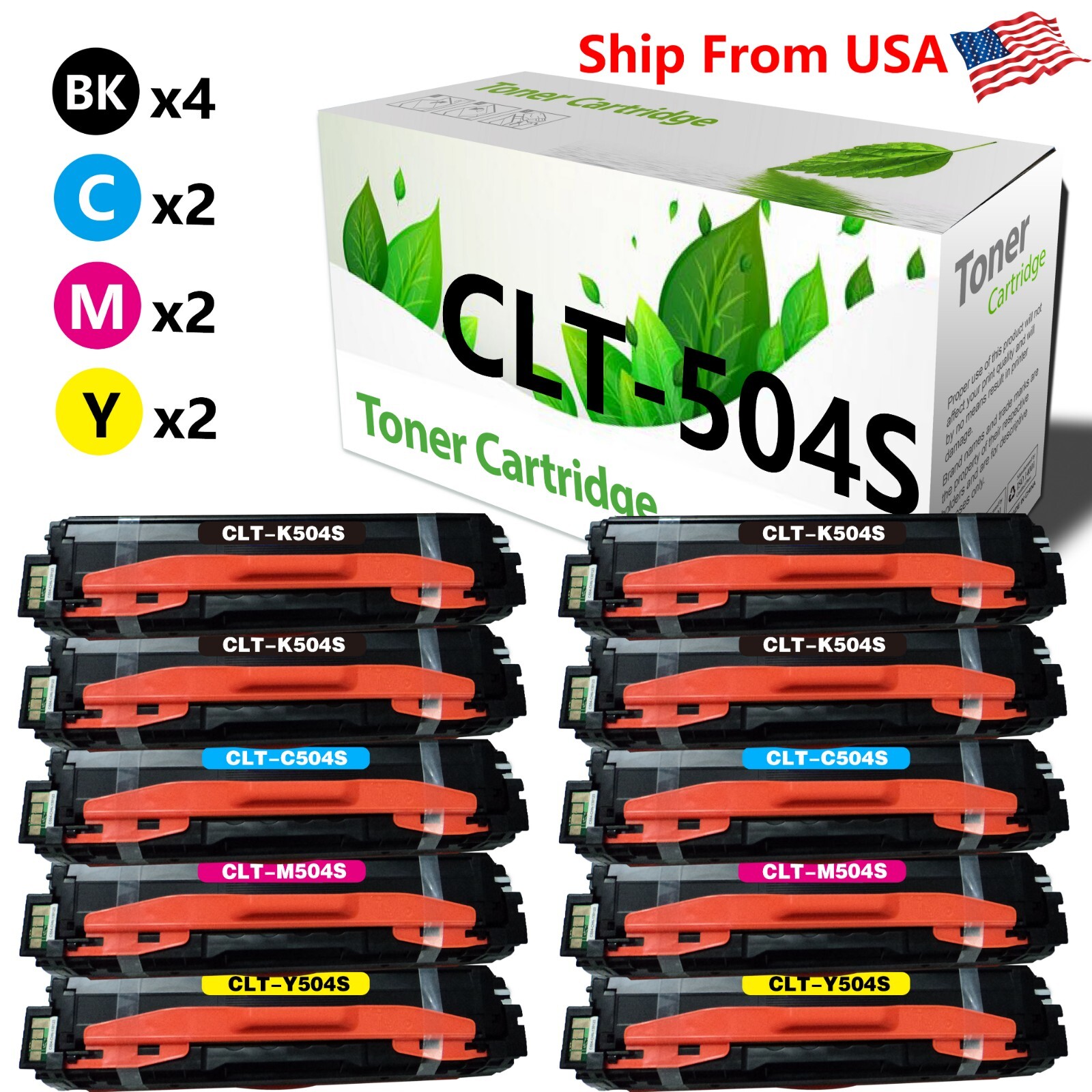 10-Pack CLT-504S 504S Toner Cartridge Fit For CLP-475 CLX-4195FW Printer
