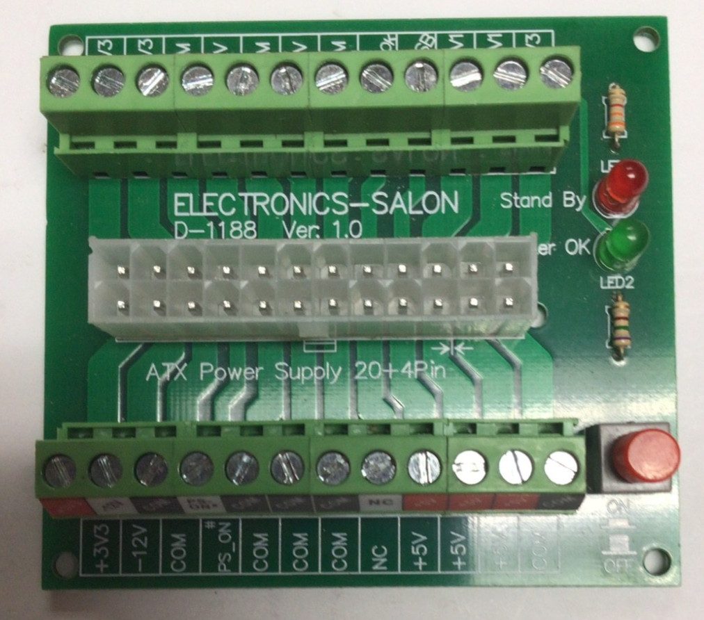 Electronics-Salon D-1188 24/20-Pin ATX DC Power Supply Breakout Board Module NEW