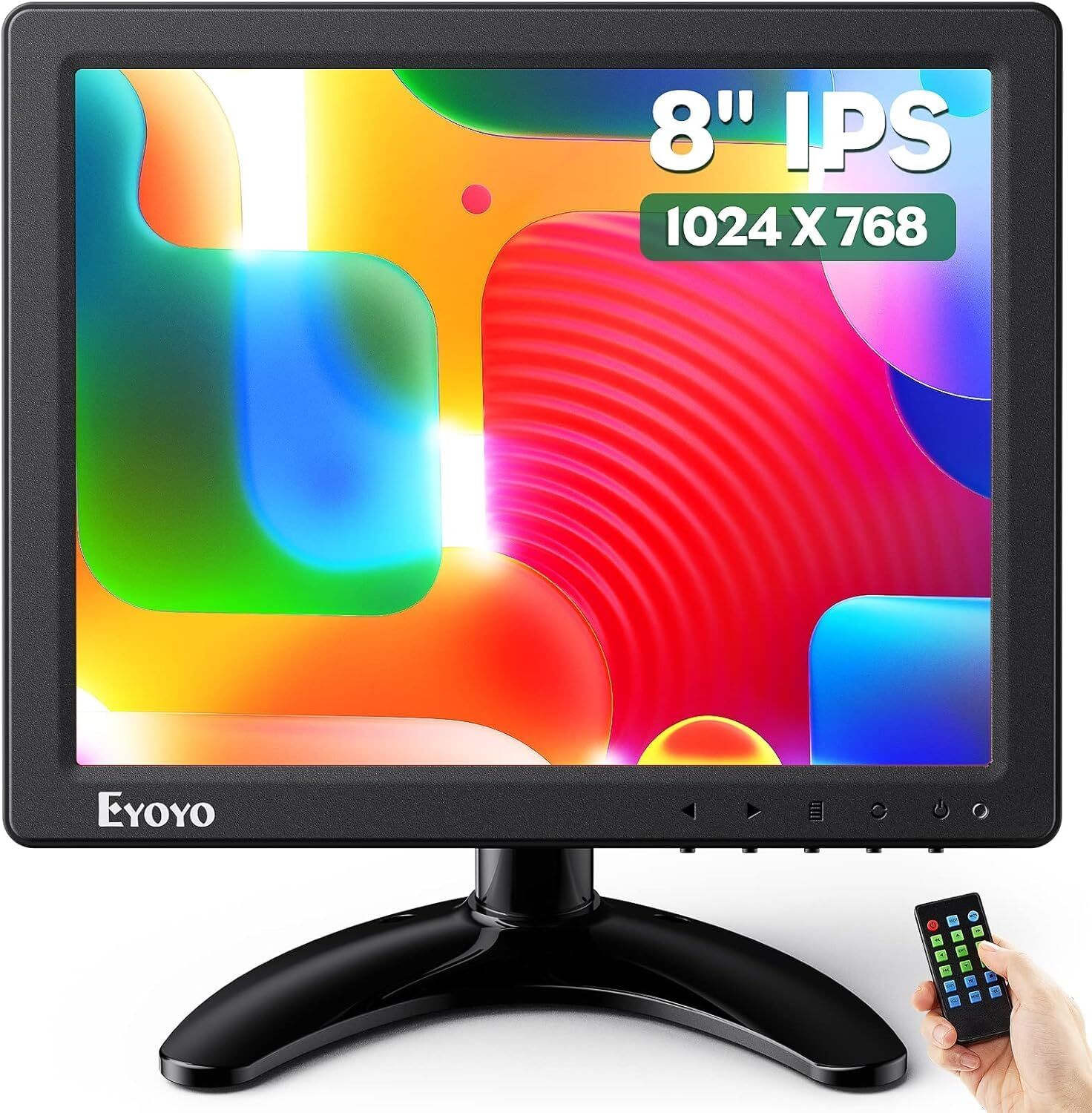 Eyoyo 8 Inch Second Monitor 1024x768 HDMI Monitor HDMI/VGA/AV/BNC CCTV Screen