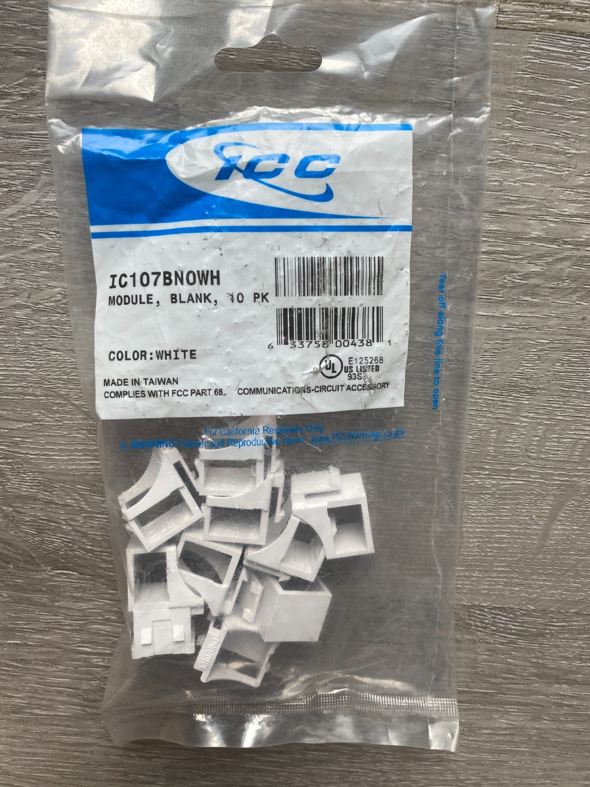 ICC IC107BN0WH MODULE, BLANK, 10PCS, WHITE