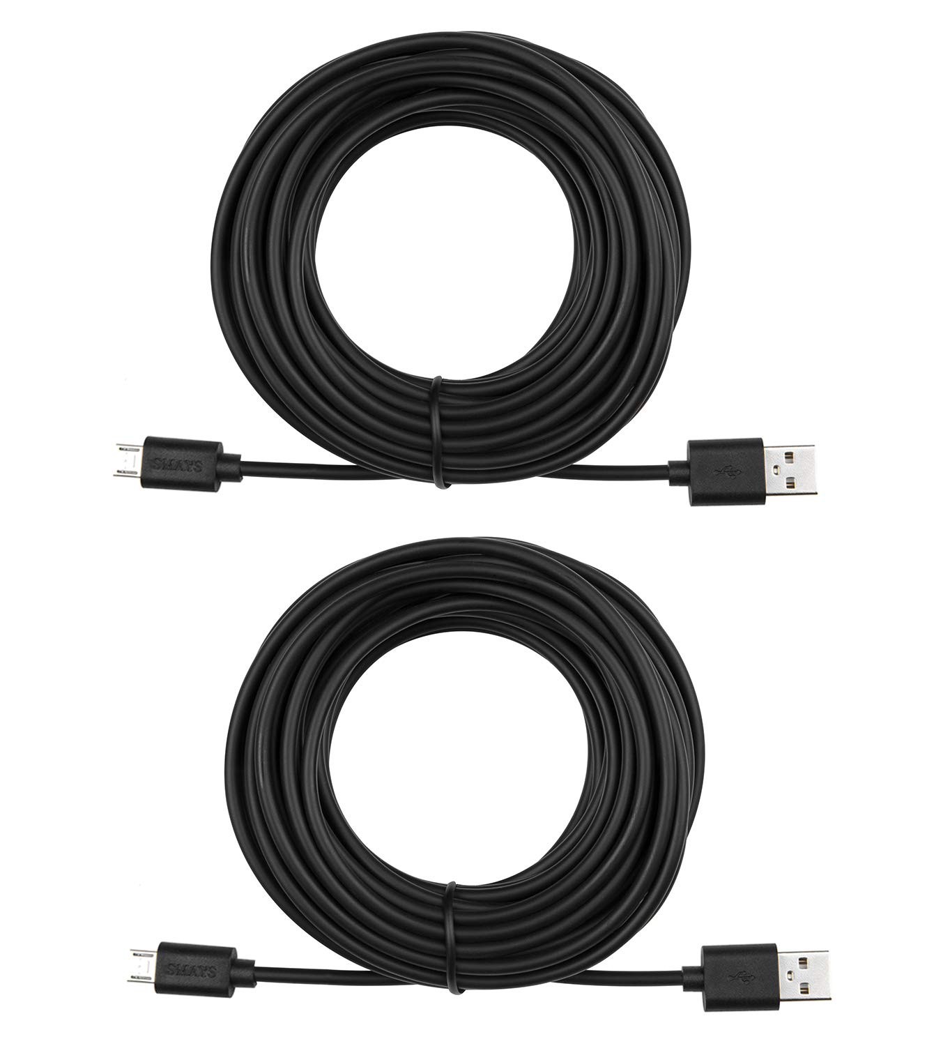Smays 2-Pack 25ft Power Extension Cable Compatible for 25 Feet, Black 