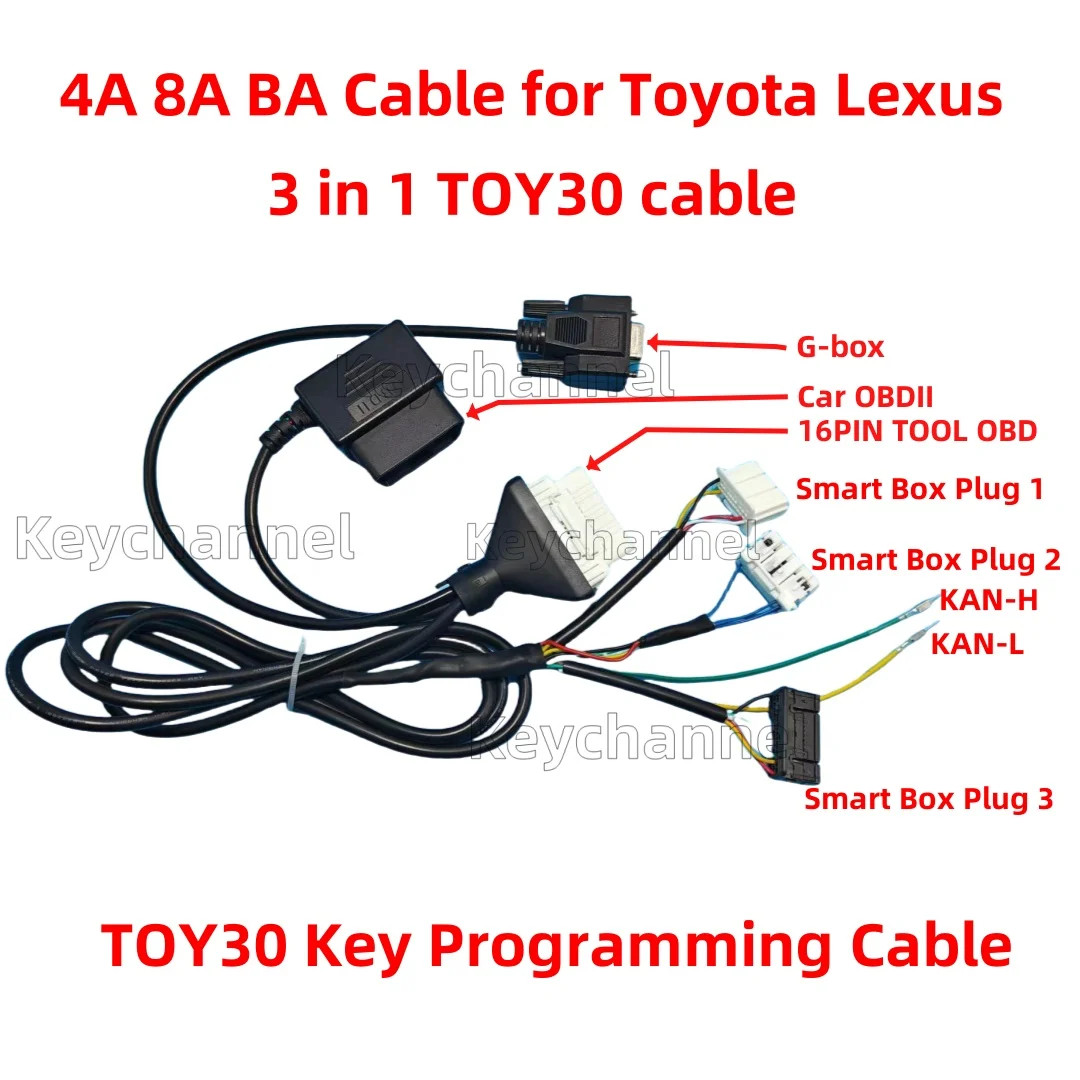 3 in 1 Toy30 Cable 4A 8A BA Smart Key Program Cable 16Pin OBD Cable for Autel OB