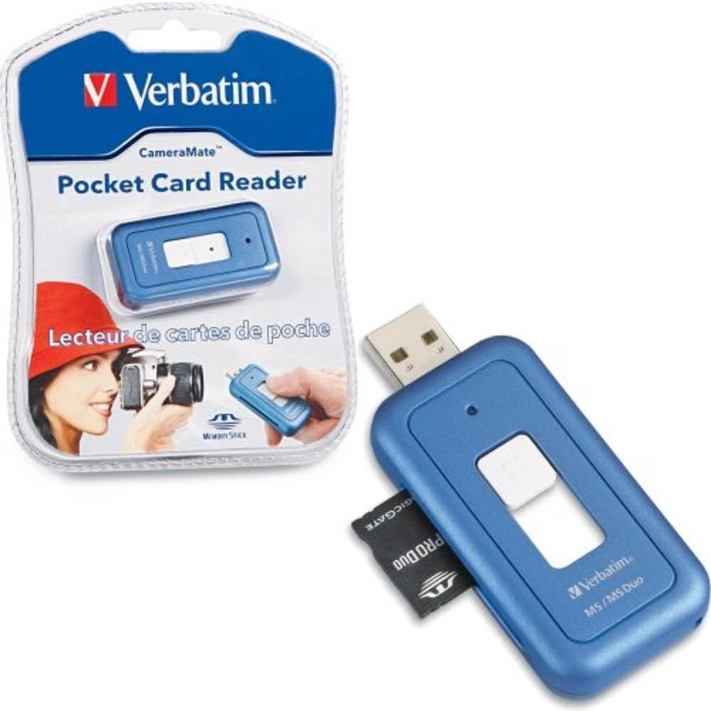 Verbatim Ver96502 CameraMate Pocket Reader Ms-ms Pro Duo Blue - New