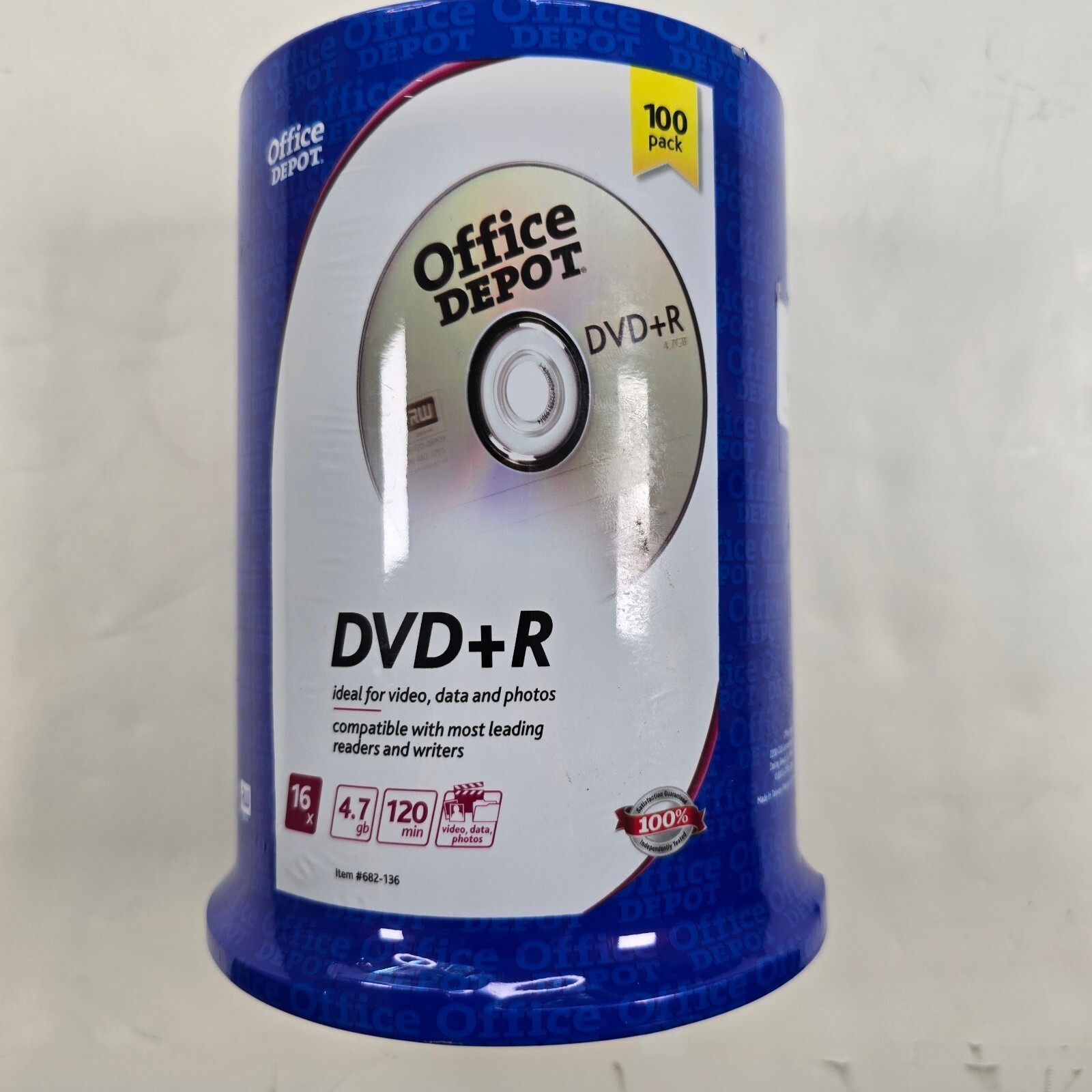 Office Depot DVD Plus R 100 Pack 4.7GB 120 Min Blank Discs