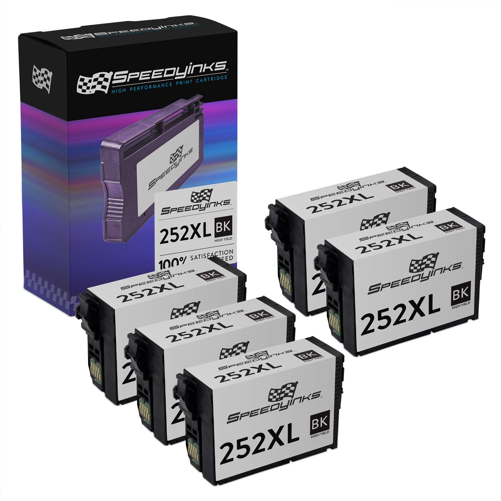 SPEEDYINKS Replacements for Epson 252XL High Yield Ink Cartridges (5-Pack Black)