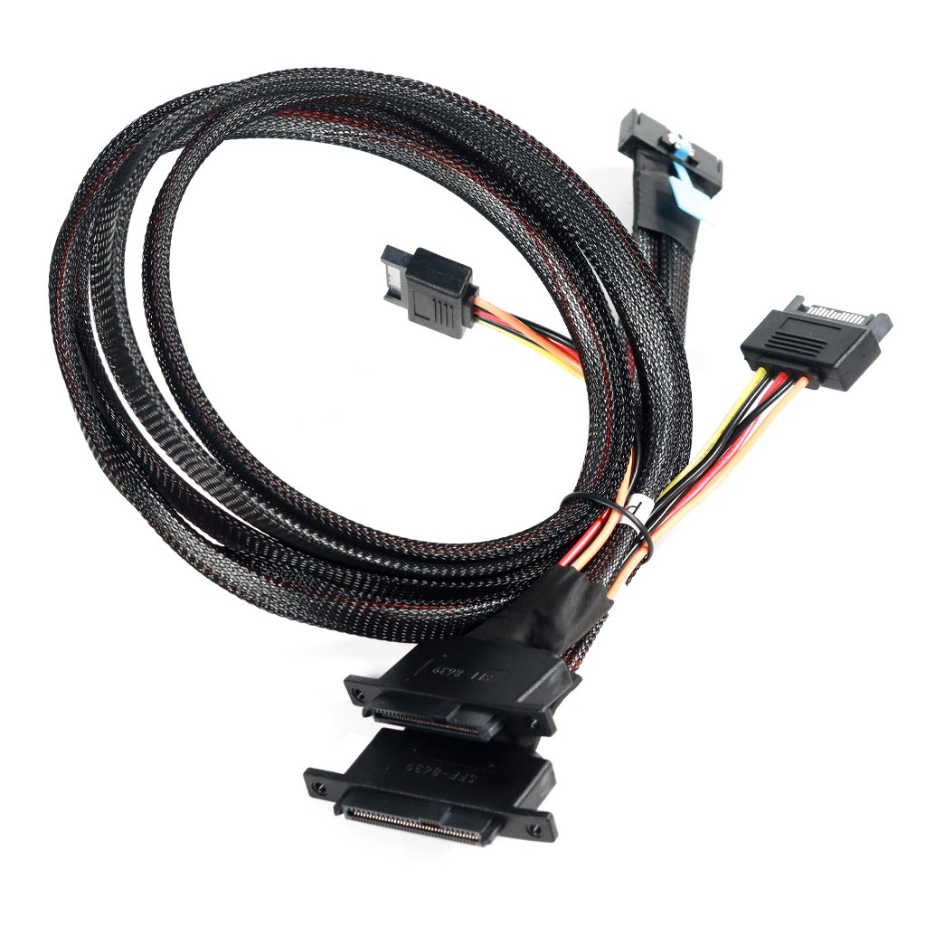 PCIE Slimline 5.0 MCIO 8I 74P to 2 SFF-8639+15P With Screw Positioning Holes
