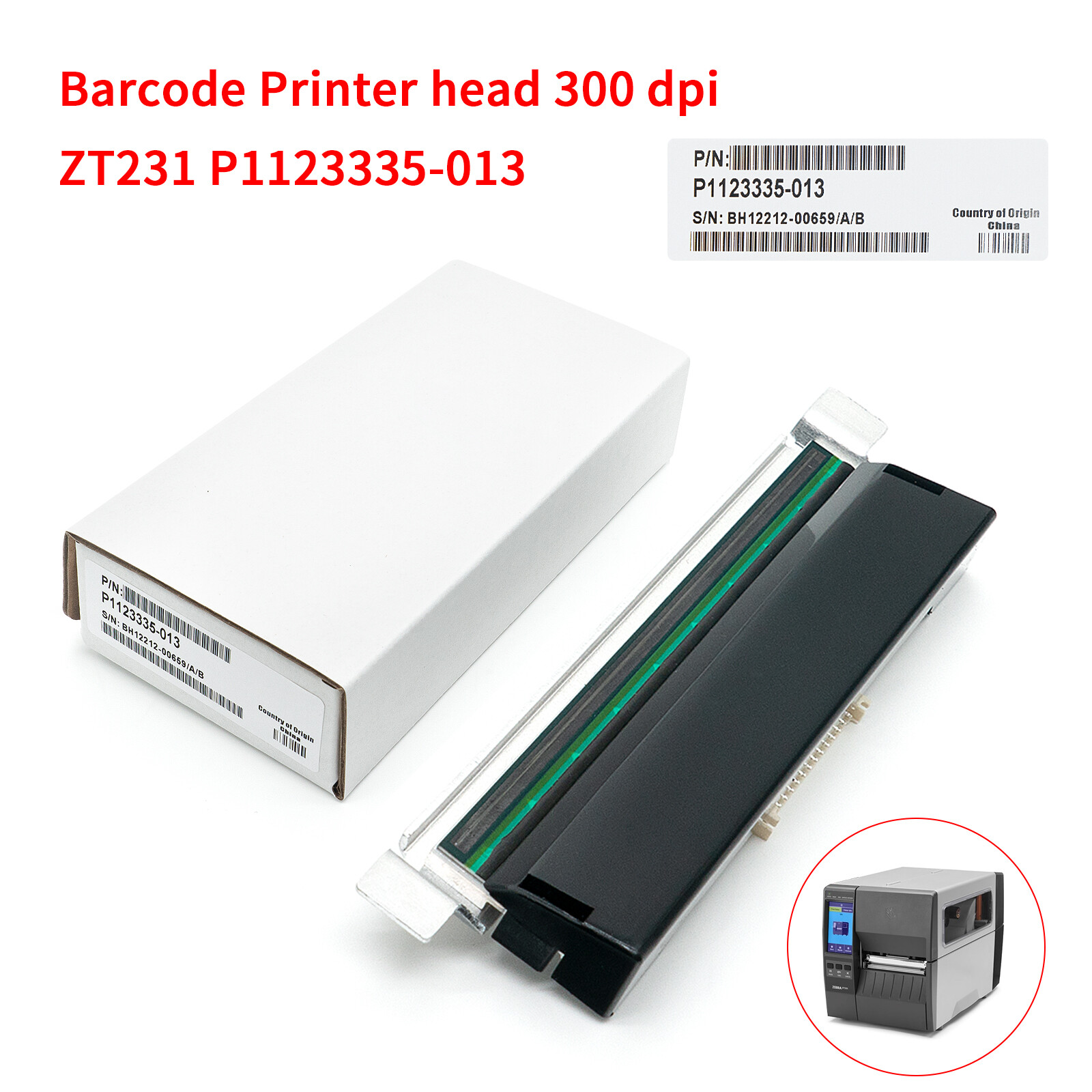OEM 305dpi Printhead For Zebra ZT111 ZT211 ZT231 Printer P1123335-013 US