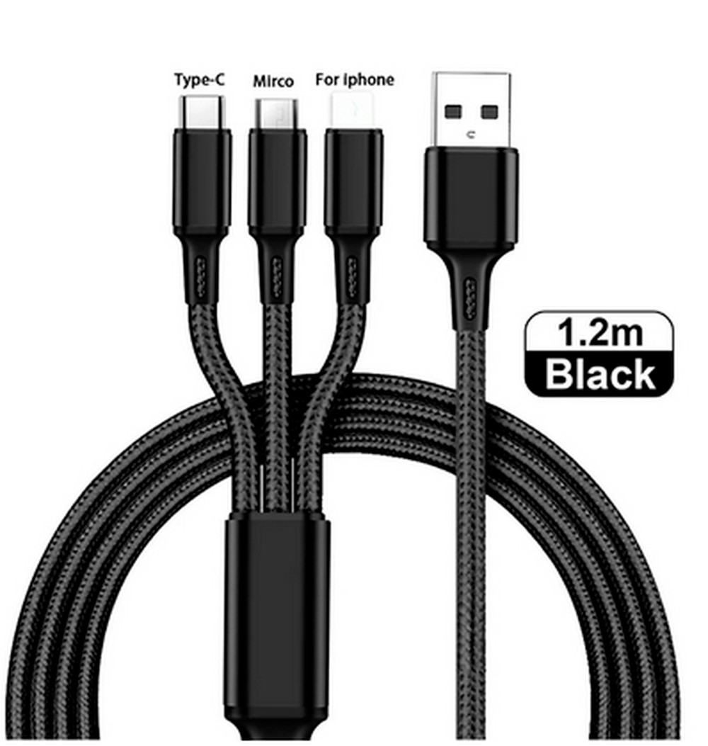 10 PACK 3 in 1 Fast USB Charging Cable Universal Multi-Function Charger Cord LOT