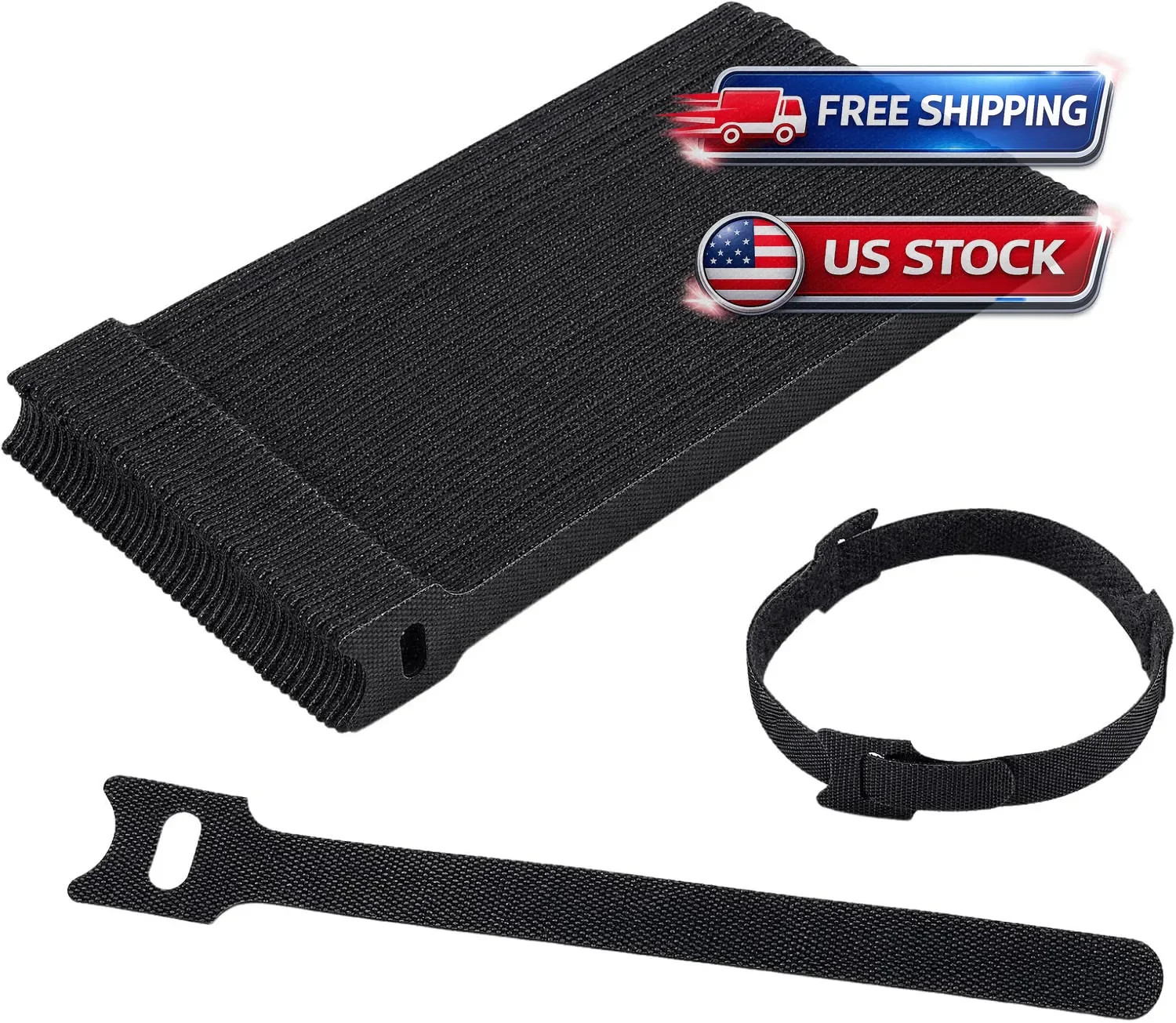 60 Pack Reusable Hook & Loop Cable Ties, 6 Inch Adjustable Cord Organizer