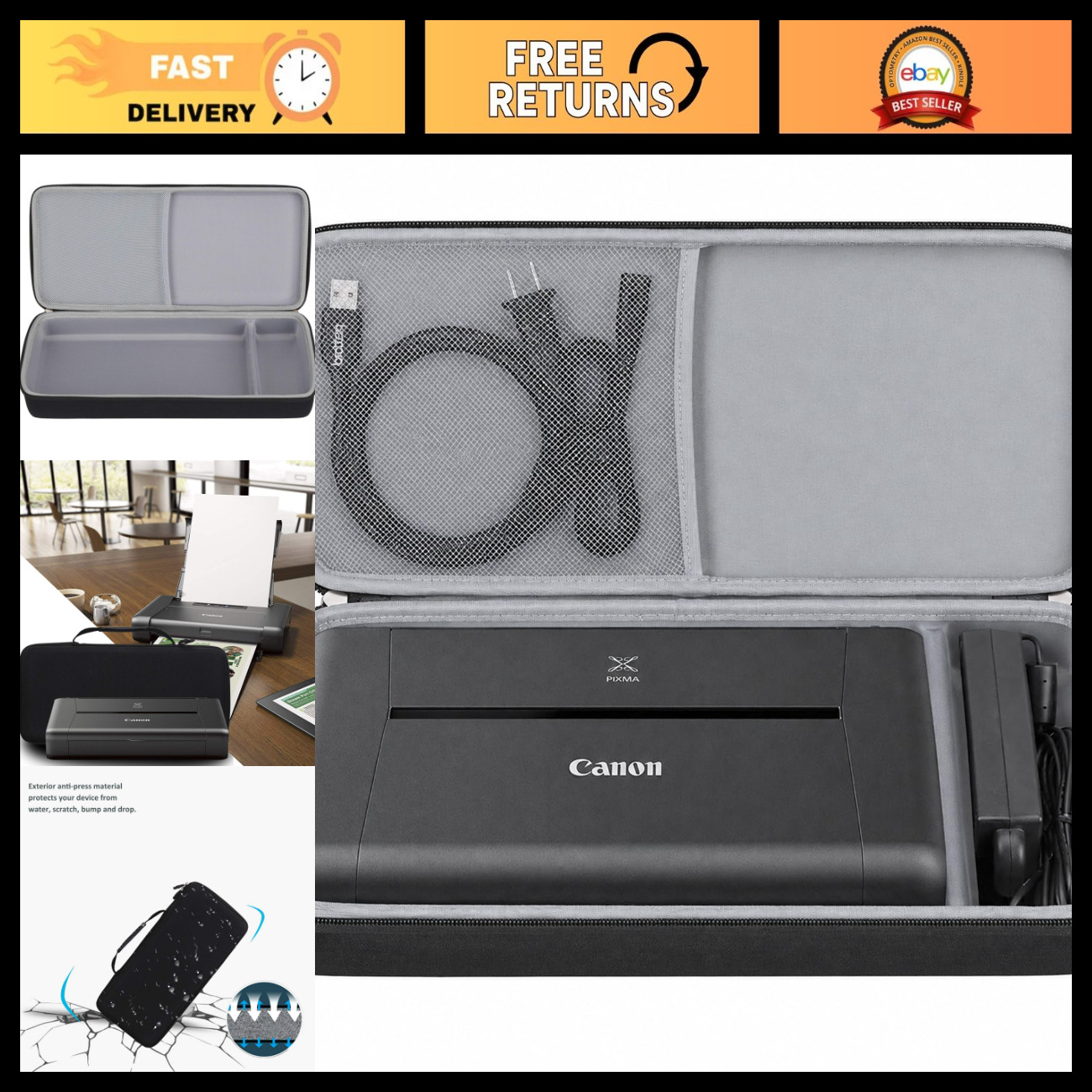 Compact Printer Case for Canon PIXMA TR160 TR150 iP110 - Protective Storage Bag