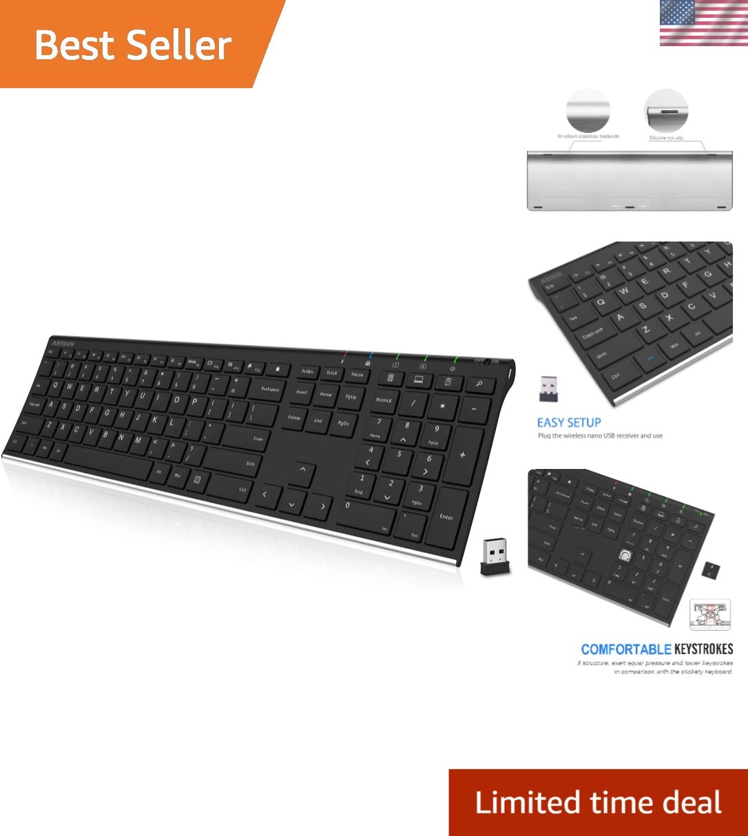 Compact and Lightweight 2.4G Wireless Keyboard - QWERTY for Comfortable Typing