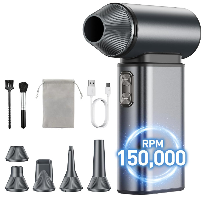 Soplador Aire 150000RPM Recargable 6 Velocidades para PC Auto Hogar