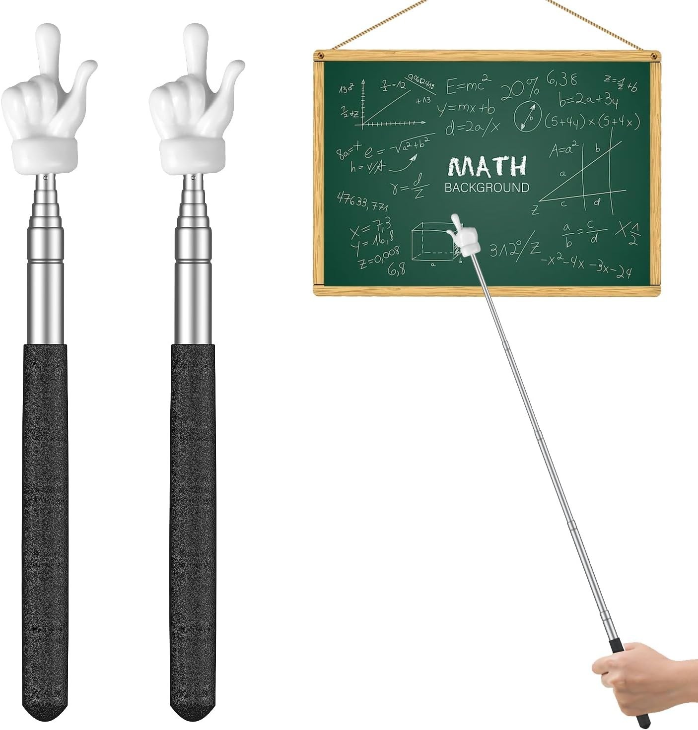 Uniclife 2 Pcs Retractable Pointer Sticks for Classroom Teaching