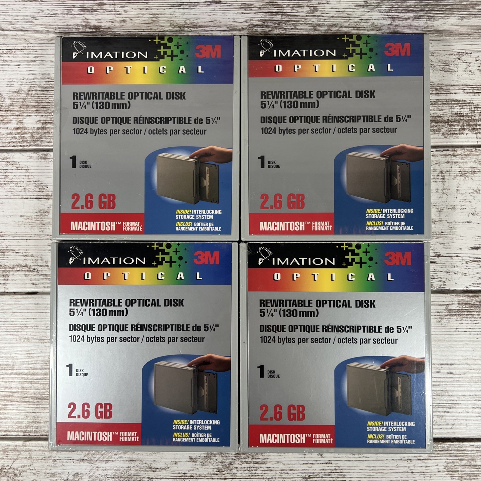 Imation 3M Rewritable Optical 5 1/4 Disk Macintosh 2.6gb Lot of 4(NEW/NIB) +1