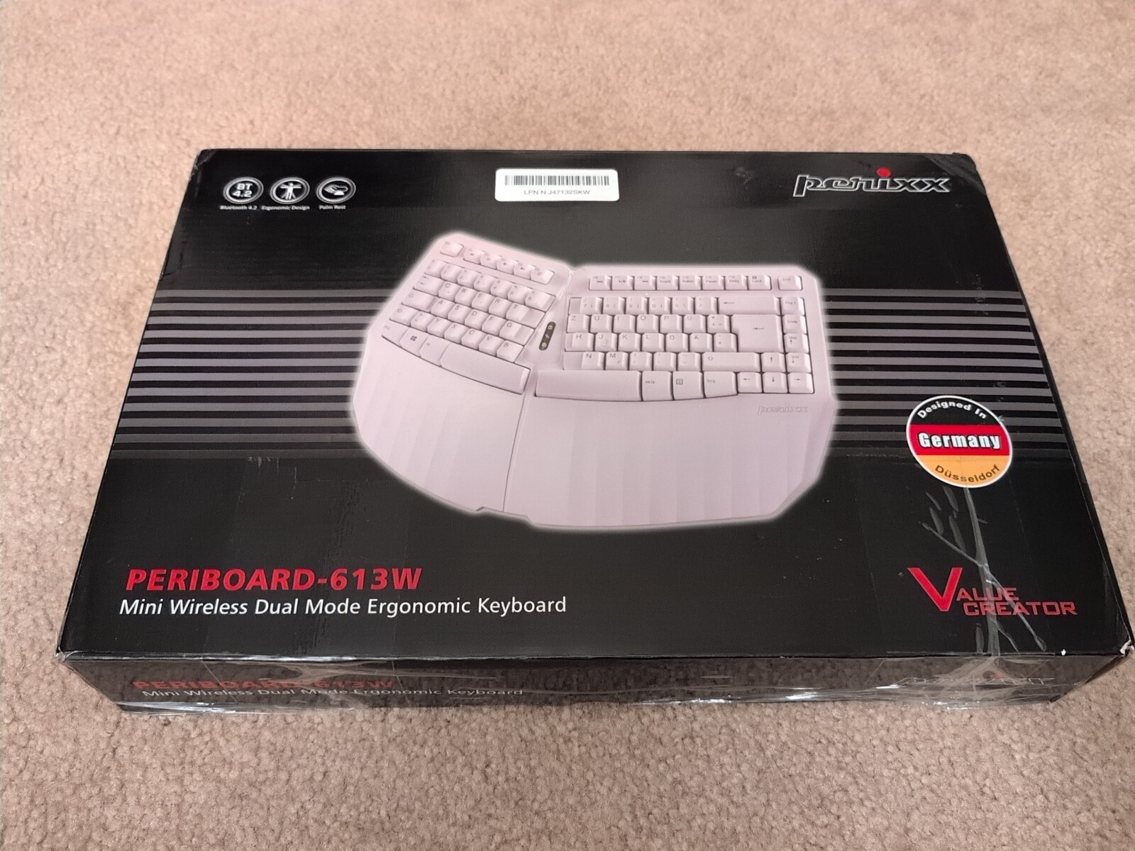 Perixx PERIBOARD-613W Mini Wireless DUAL MODE Ergonomic Split Keyboard