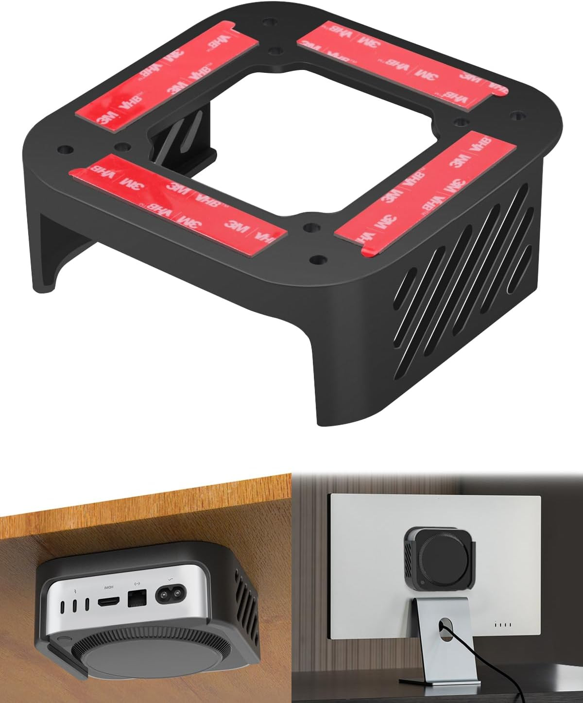 Under Desk Mount for 2024 Mac Mini M4/M4 Pro - Monitor with VESA Mount for Mac M