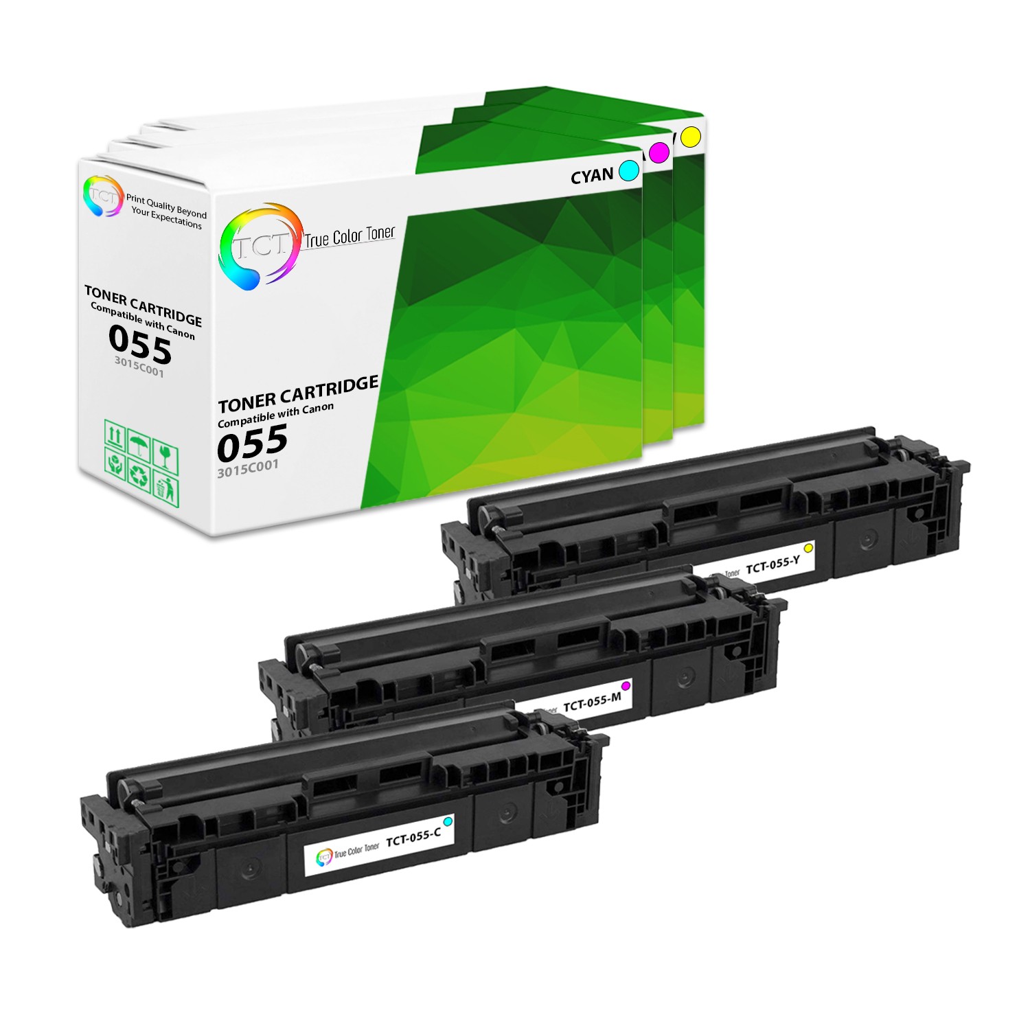 3PK TCT Premium 055 CMY For Canon ImageClass MF740 LBP664Cdw Compatible Toner