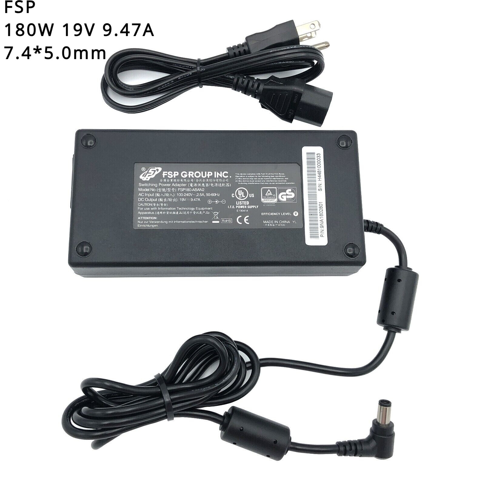 FSP 19V 9.47A 180W AC/DC Switching Power Adapter FSP180-ABAN2 7.4*5.0mm