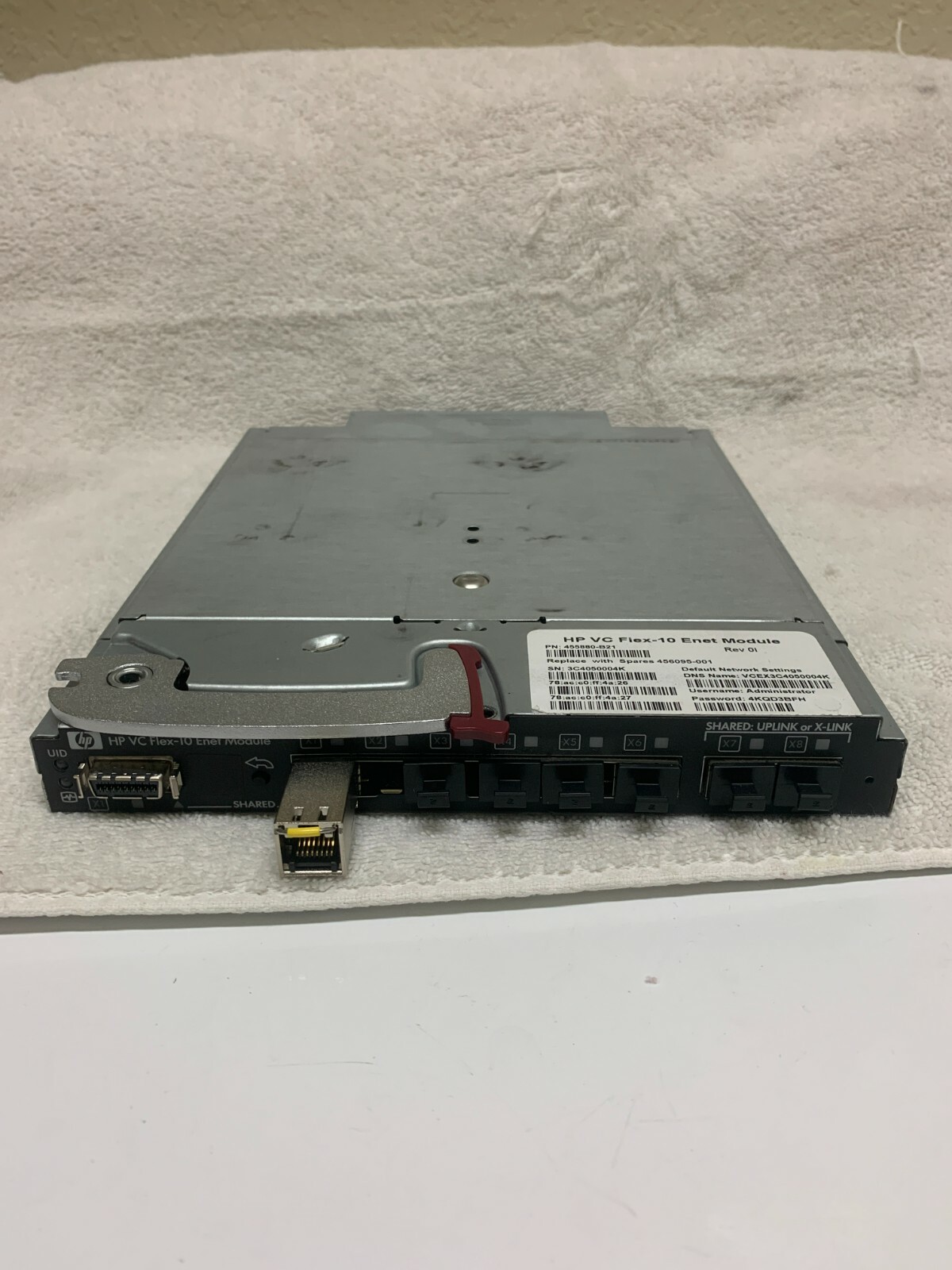 HP VC Flex-10 Ethernet Module PN 455880-B21 456095-001 w/1GB TRANSCEIVER