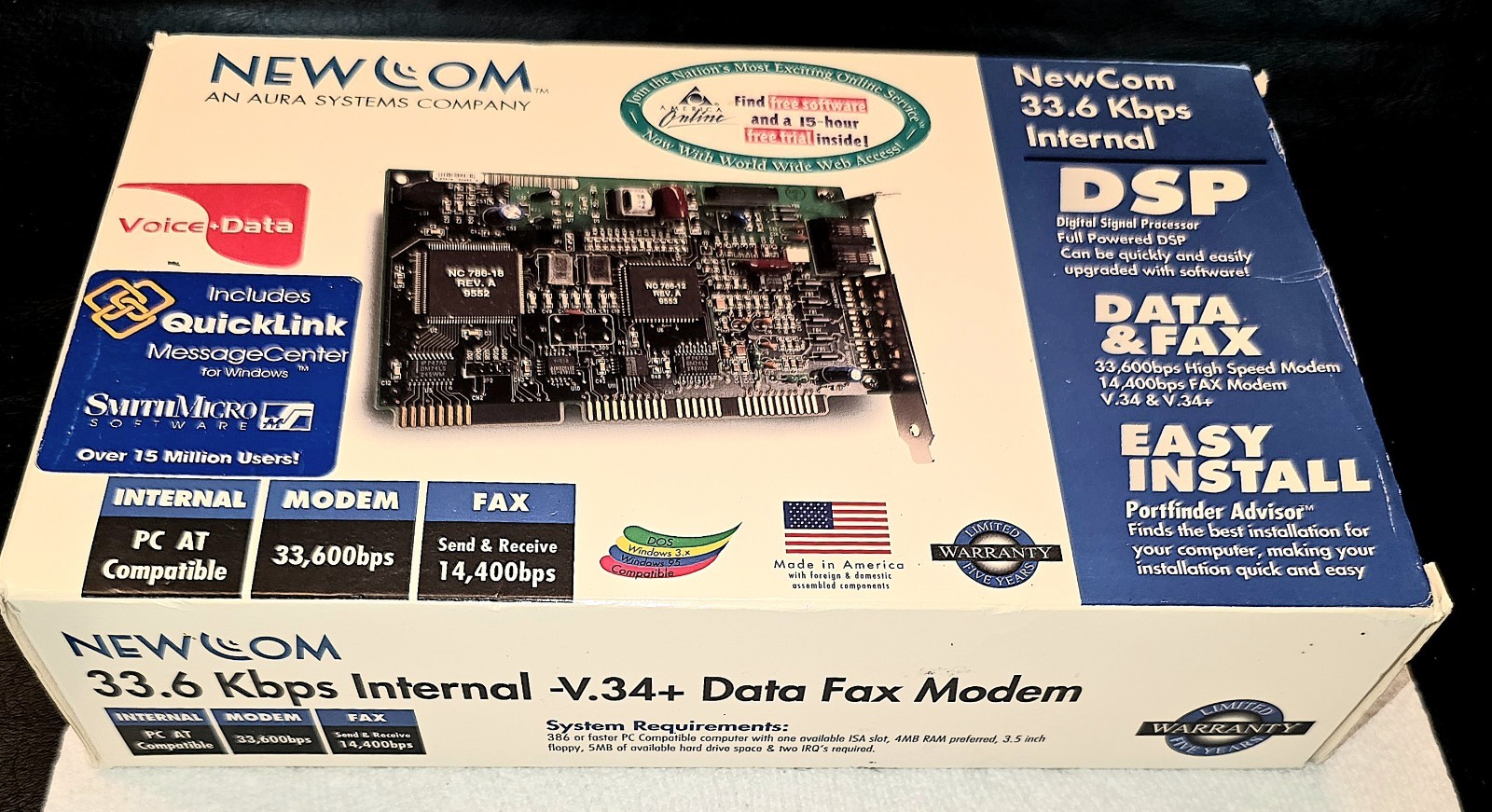 Vintage Newcom Internal 33.6 Kps Data/Fax Modem 