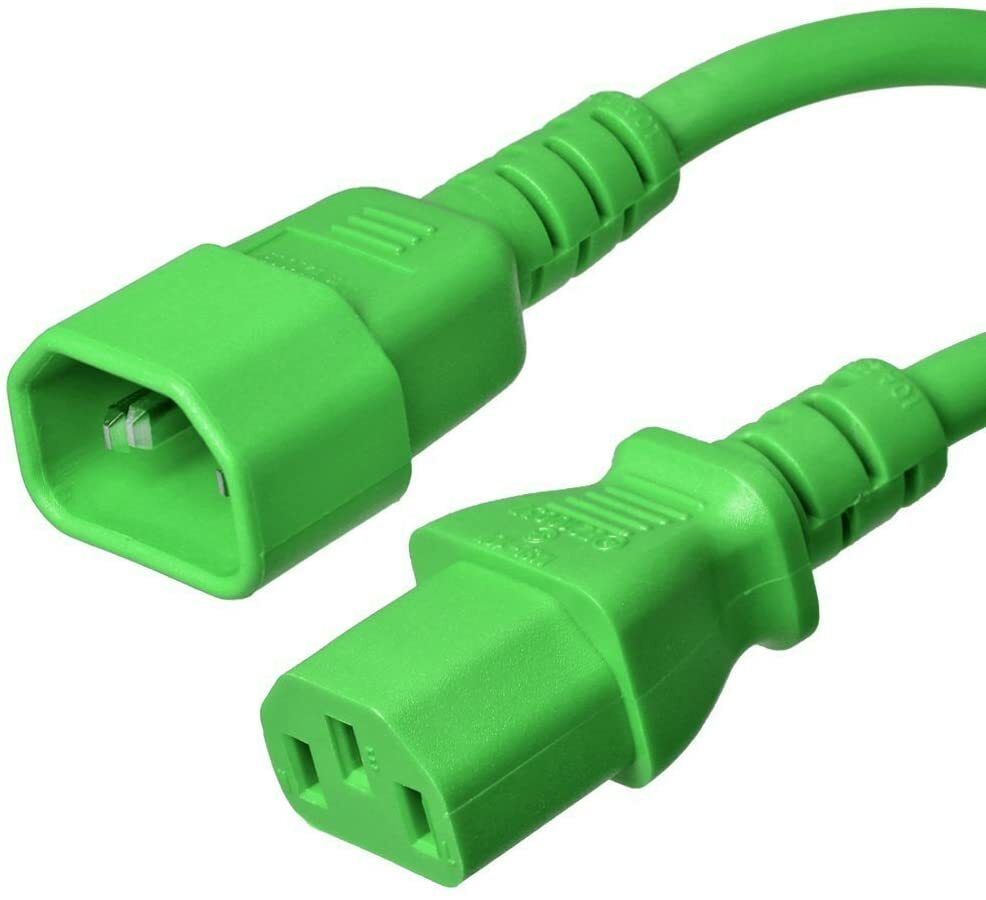 15 PACK LOT 3ft IEC C14 - C13 Green Power Cord 14AWG 15A/1875W 100-250V 1M