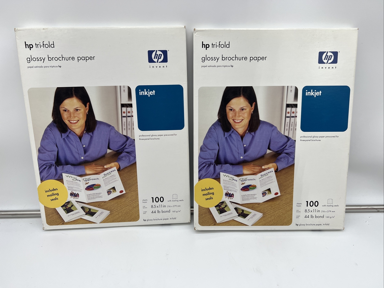 2 Boxes - HP C7020A Inkjet Tri-Fold Brochure Paper Gloss 100 Sheets 8.5”x11” New
