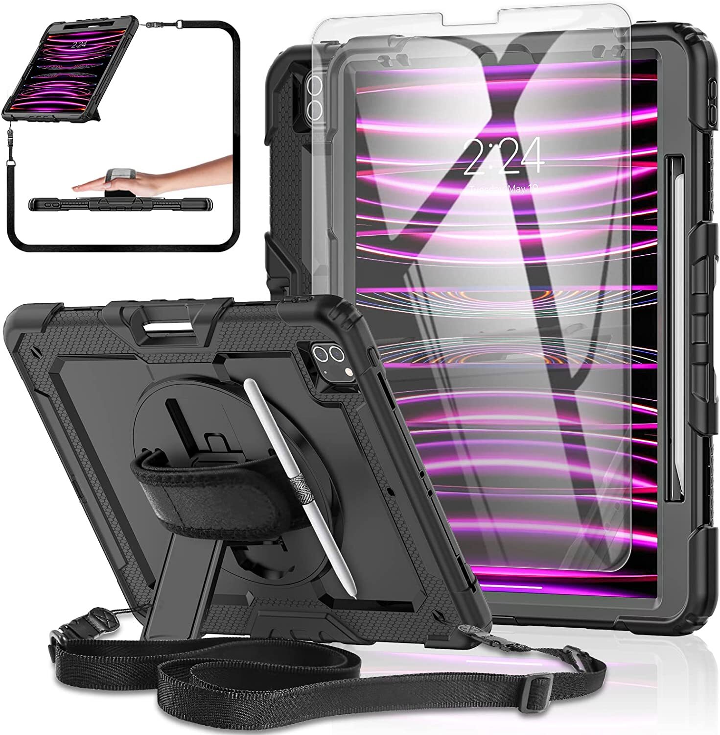 For iPad Pro 12.9" 6th/5th/4th/3rd Gen Case Shockproof Heavy Duty Rugged Cover