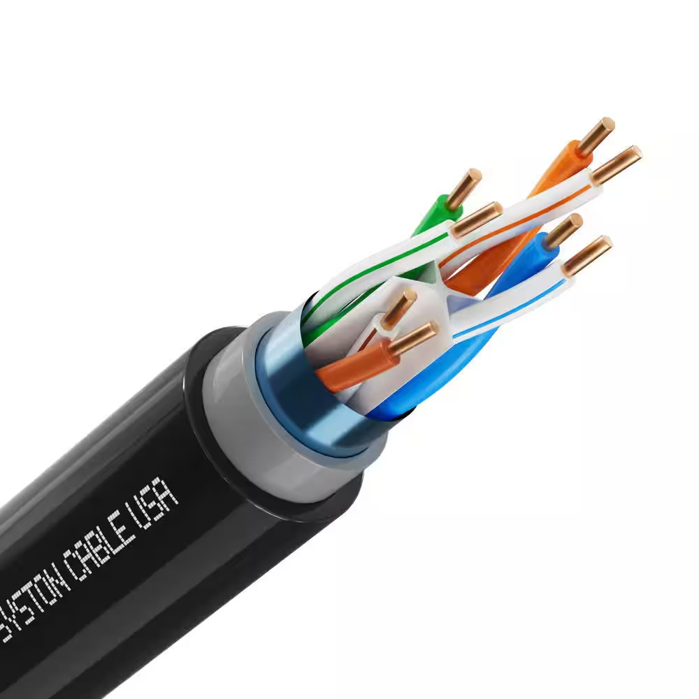 1000 Ft. Cat 6A Shielded Direct Burial Ethernet Network Cable, 23 AWG Solid Bare