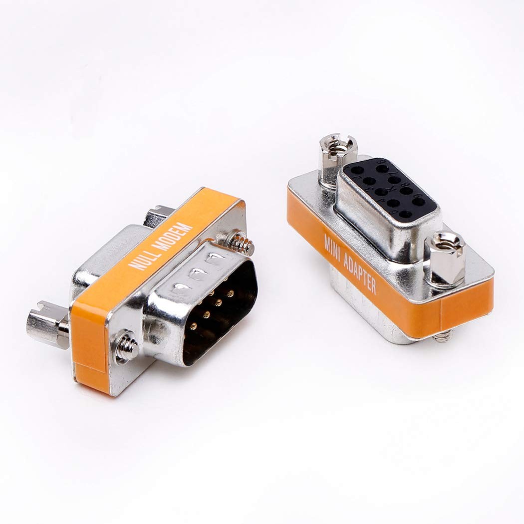 2 Pack DB9 Null Modem Male To Female Slimline Serial Port Data Adapters